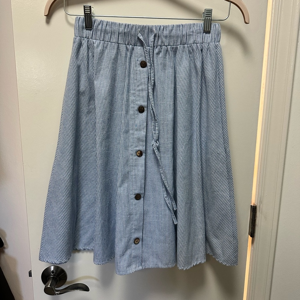 Blue Striped linen Skirt